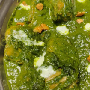 Saag Chicken Halal Boneless Chicken Thigh Meat Marinated in Yogurt, sour cream Spice and then  slow cooked  in a mild Spinach sauce